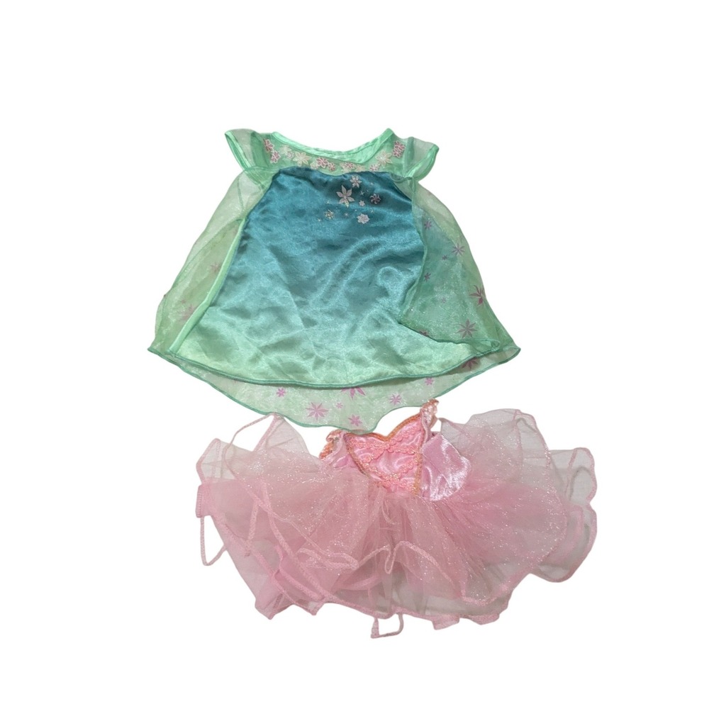 Build-A-Bear Workshop Stuffed Animal Clothes Pink Tutu Green Floral Dress Lot